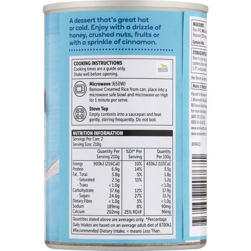 [Expiry Date: 04/2027] Woolworths Vanilla Creamed Rice 420g