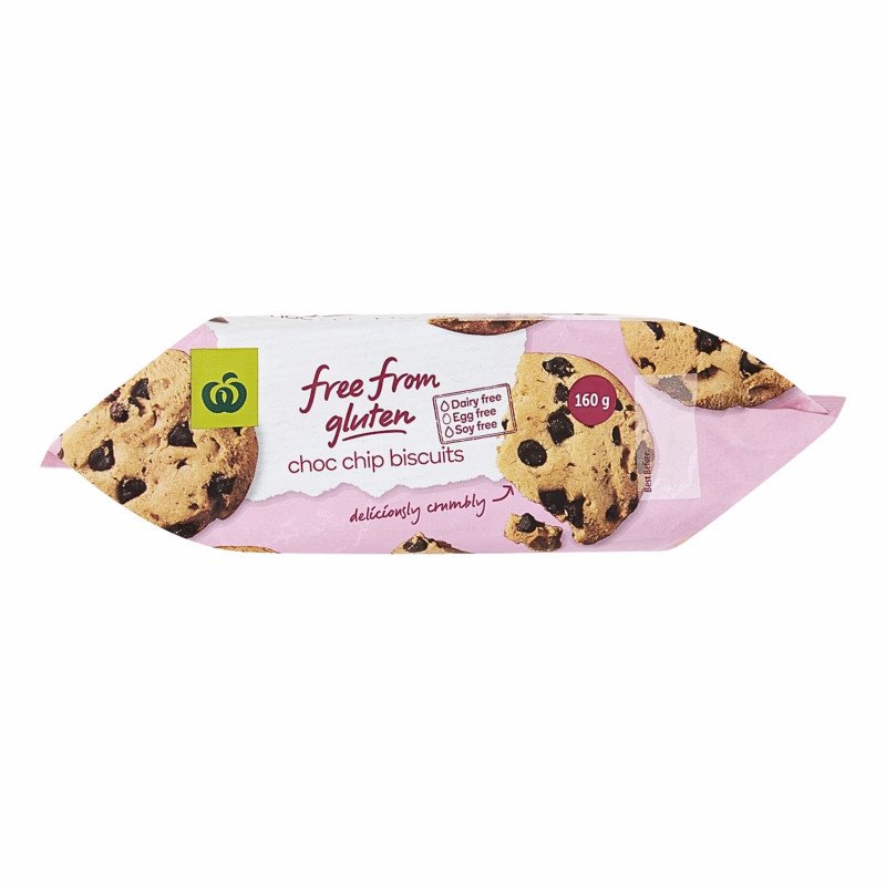 [Expiry Date: 27/10/2026] Woolworths Free From Gluten Chocolate Chip Biscuits 160g