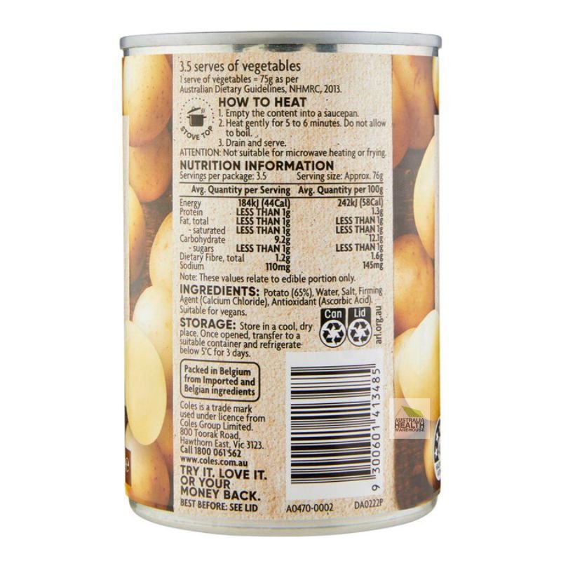 [Expiry Date: 30/09/2028]  Coles Whole Potatoes 410g