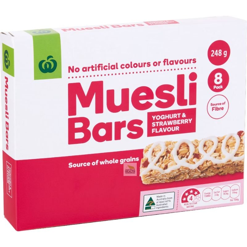 [Expiry: 07/08/2026] Woolworths Muesli Bars Yoghurt & Strawberry Flavour 8 Pack 248g