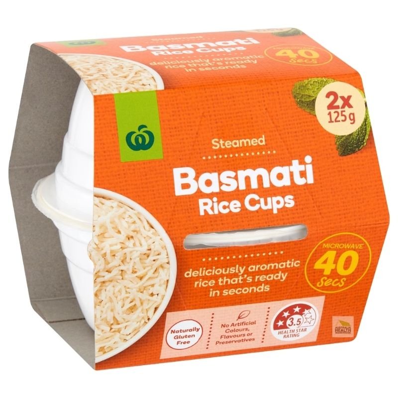 [Expiry Date: 20/01/2027] Woolworths Basmati Rice Microwave Cup 125g x 2 Pack|Oz Mart
