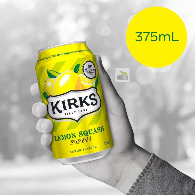 Kirks Lemon Squash Soft Drink Cans - 10 x 375mL