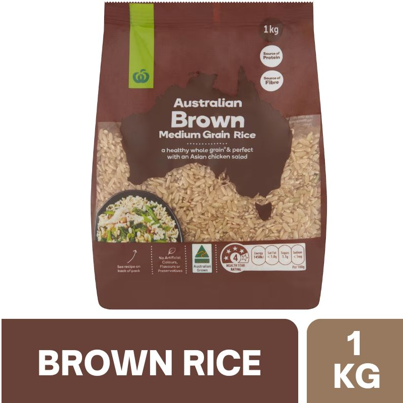[Expiry Date: 15/10/2026] Woolworths Australian Brown Rice Grain 1kg  | Oz Mart
