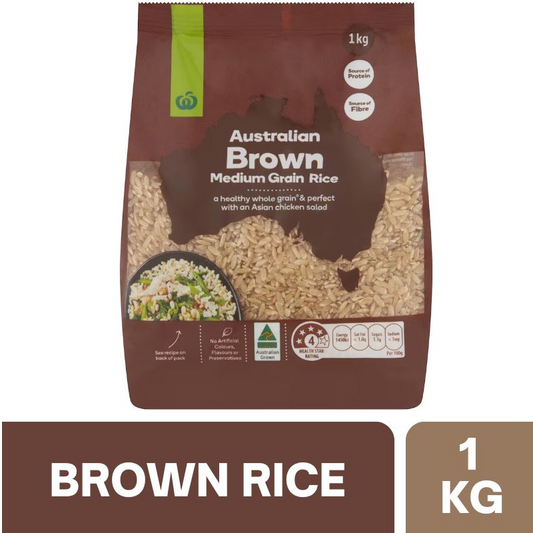 [Expiry Date: 15/10/2026] Woolworths Australian Brown Rice Grain 1kg  | Oz Mart