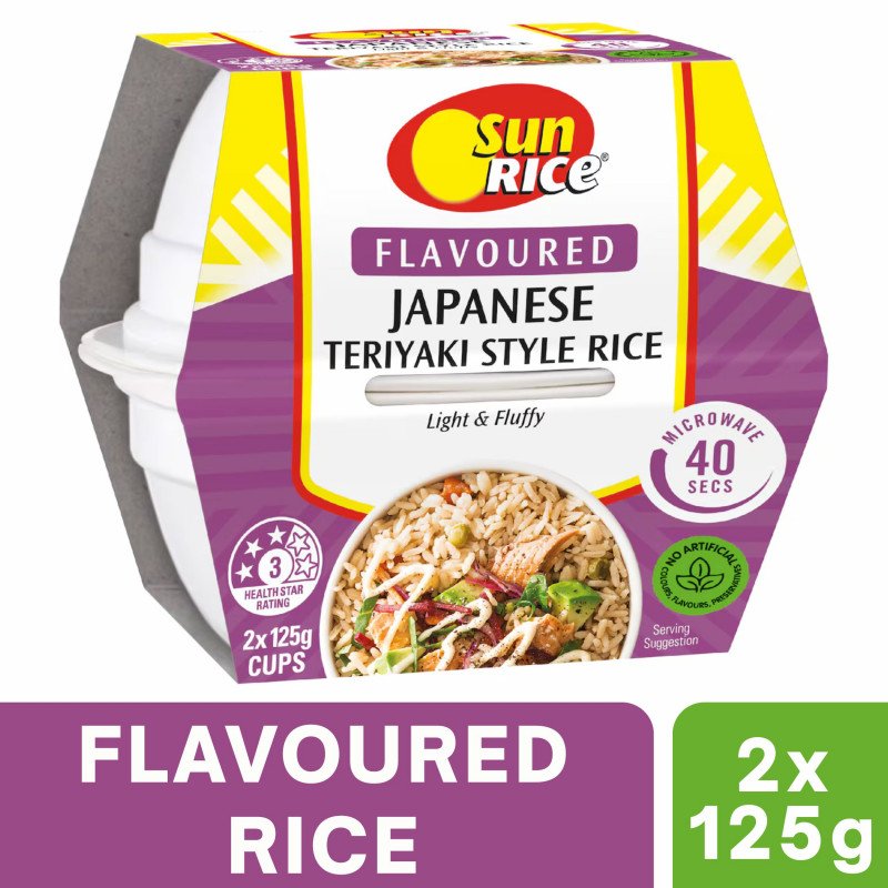 [Expiry Date: 07/10/2026] Sunrice Microwave Flavoured Japanese Teriyaki Style Rice Cups 2 x 125g