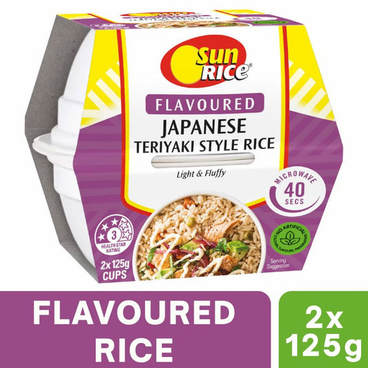 [Expiry Date: 07/01/2027] Sunrice Microwave Flavoured Japanese Teriyaki Style Rice Cups 2 x 125g