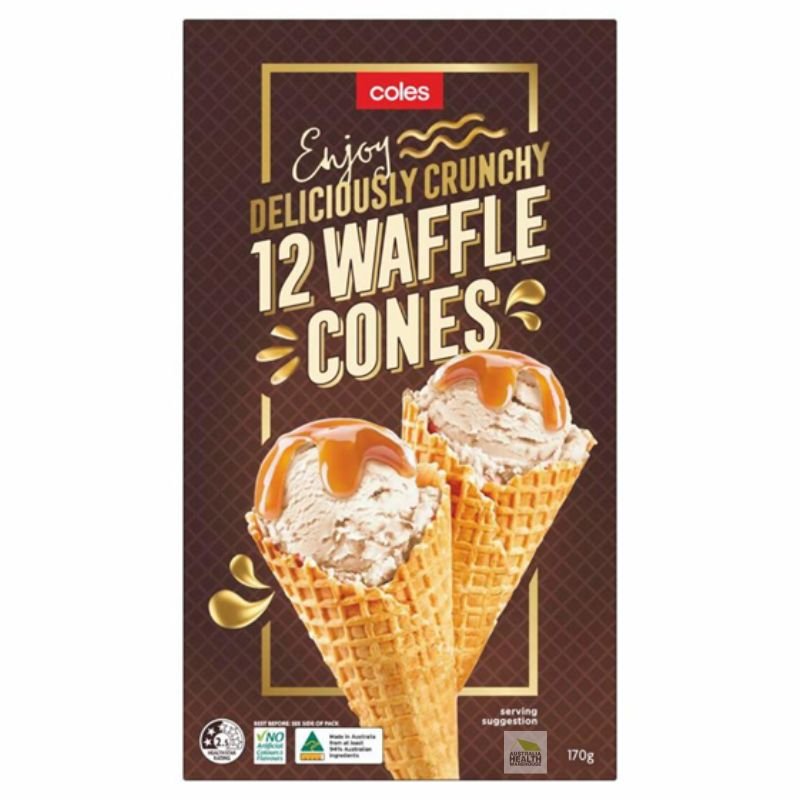 Coles Plain Waffle Cones 12 Pack