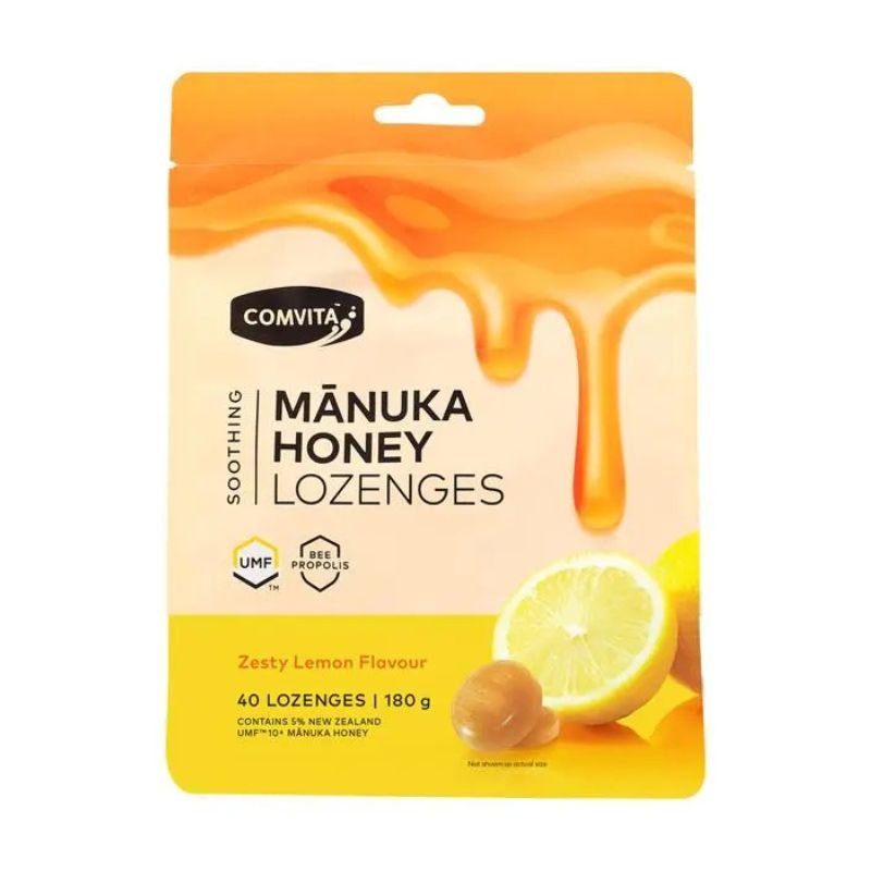 [Expiry: 05/2027] Comvita Manuka Honey Lozenges with Propolis Zesty Lemon Flavour 40 Lozenges