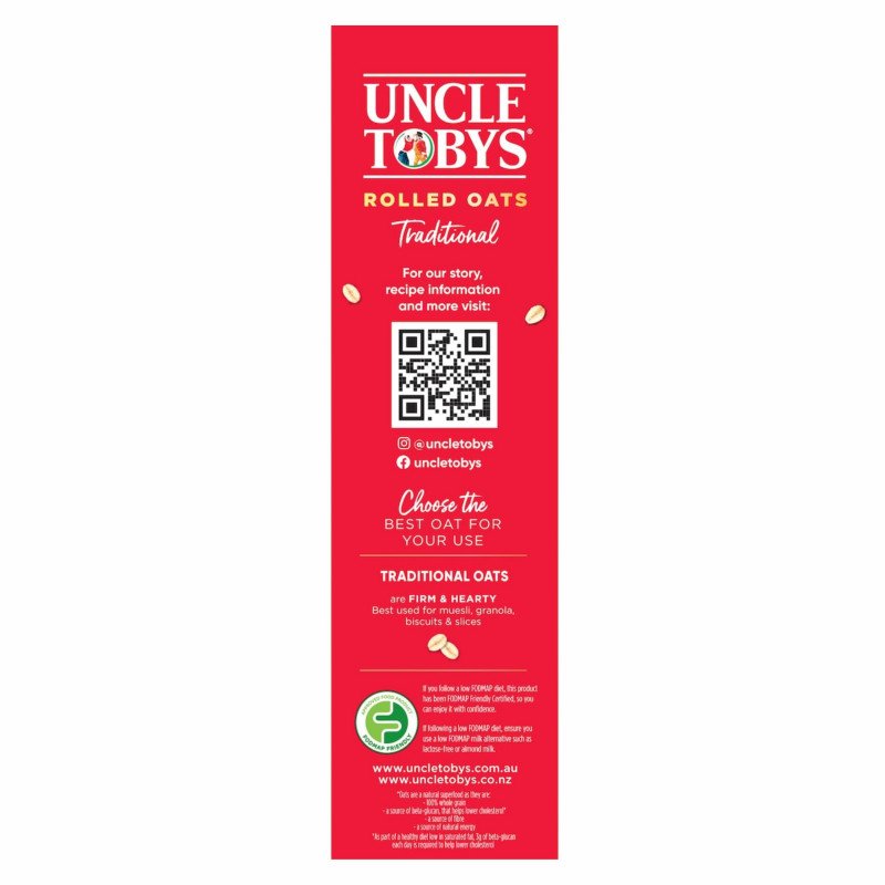 [Expiry Date: 01/02/2027] Uncle Tobys Rolled Oats Traditional 1kg