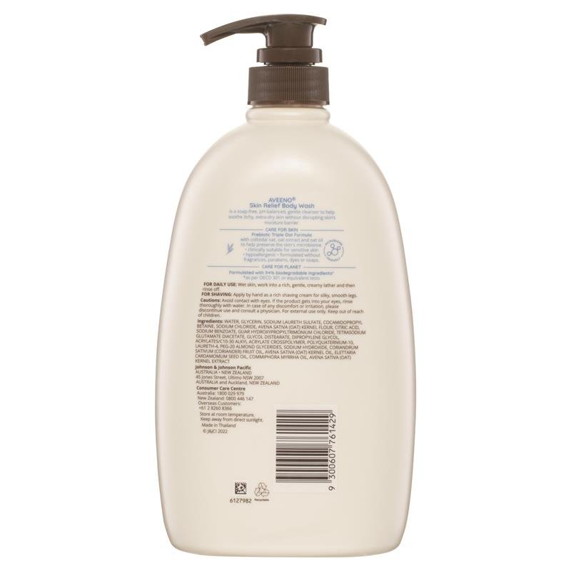 [Expiry: 02/2026] Aveeno Skin Relief Moisturising Body Wash Fragrance Free 1 Litre