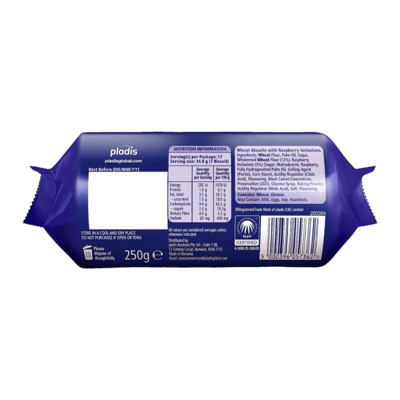 [Expiry: 18/11/2026] Mcvitie's Digestives Raspberry 250g