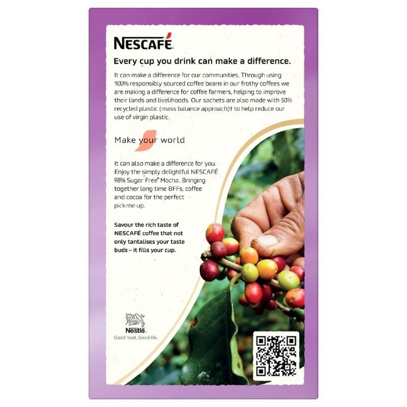 [Expiry Date: 03/2027] Nescafe 98% Sugar Free Mocha Coffee Sachets 10 Pack