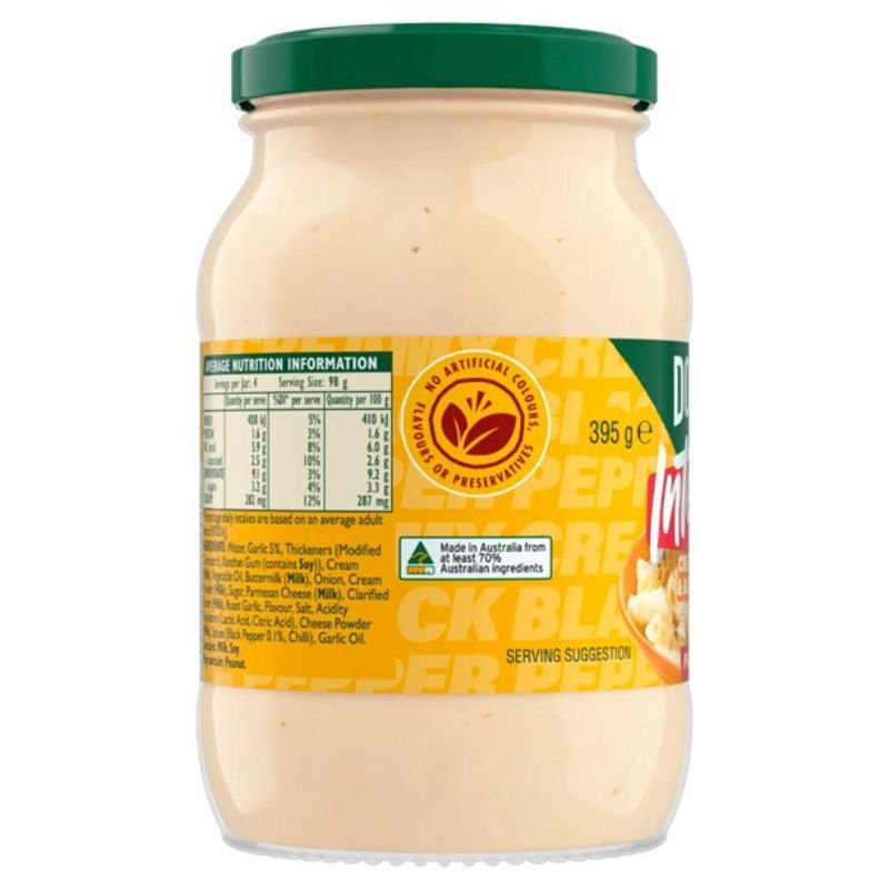 [Expiry Date: 02/08/2027] Dolmio Intensify Creamy Garlic & Black Pepper Pasta Sauce 395g