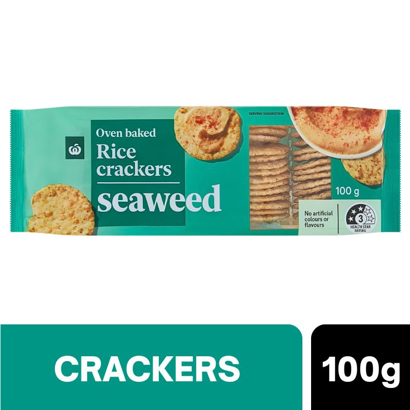 [CLEARANCE Expiry Date: 15/08/2026] Woolworths Rice Cracker Seaweed 100g