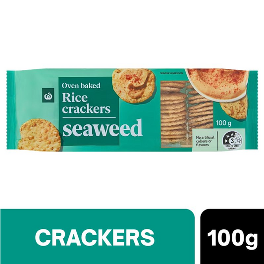 [CLEARANCE Expiry Date: 15/08/2026] Woolworths Rice Cracker Seaweed 100g
