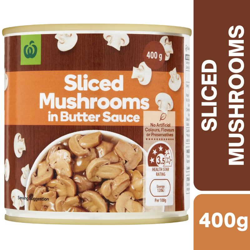 [Expiry: 30/04/2028] Woolworths Mushrooms In Butter Sauce 400g