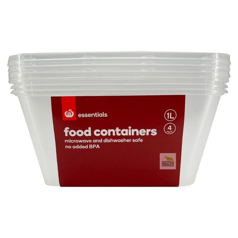 Woolworths Essentials Food Containers 1 Litre 4 pack
