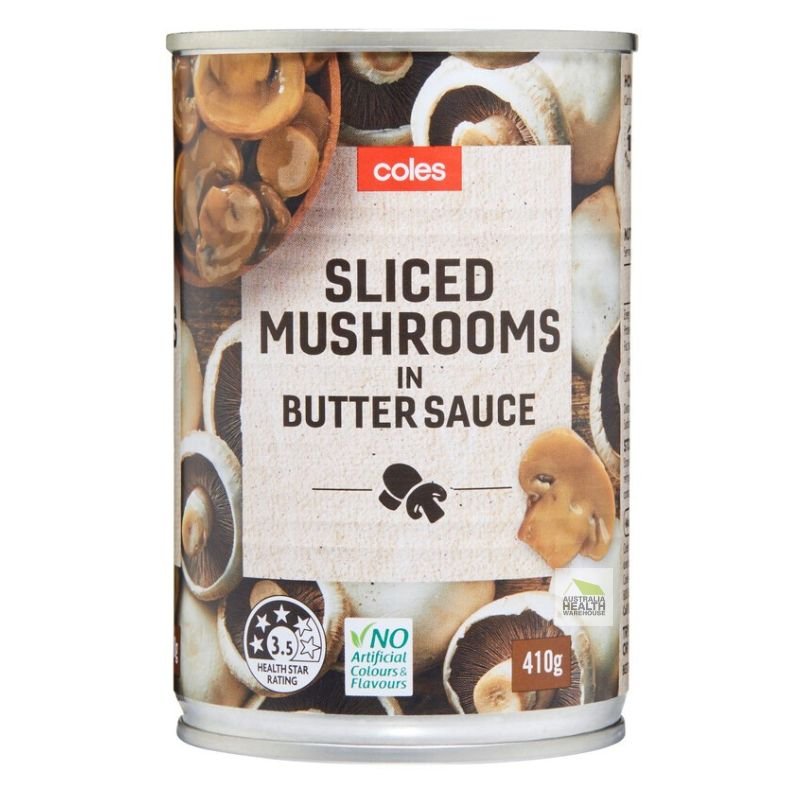 [Expiry: 09/2027] Coles Sliced Mushrooms in Butter Sauce 410g