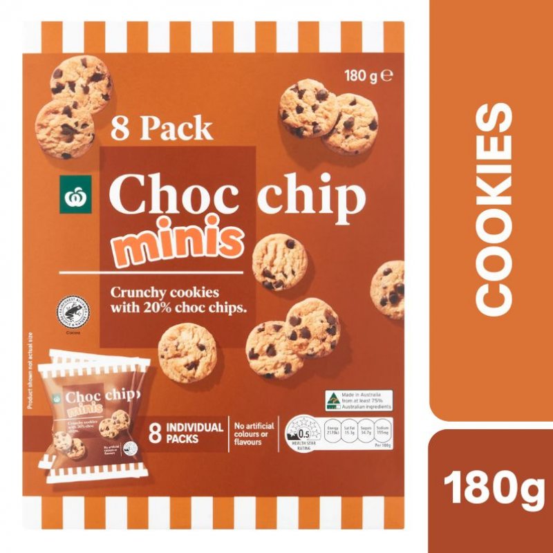 [Expiry Date: 07/12/2026] Woolworths Choc Chip Cookies Minis 8 Pack