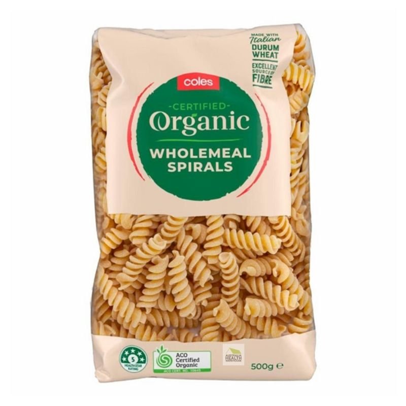 Coles Organic Wholemeal Spirals 500g