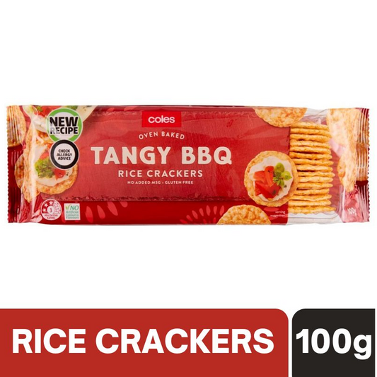 [CLEARANCE Expiry Date: 22/07/2026]  Coles Tangy BBQ Rice Crackers 100g