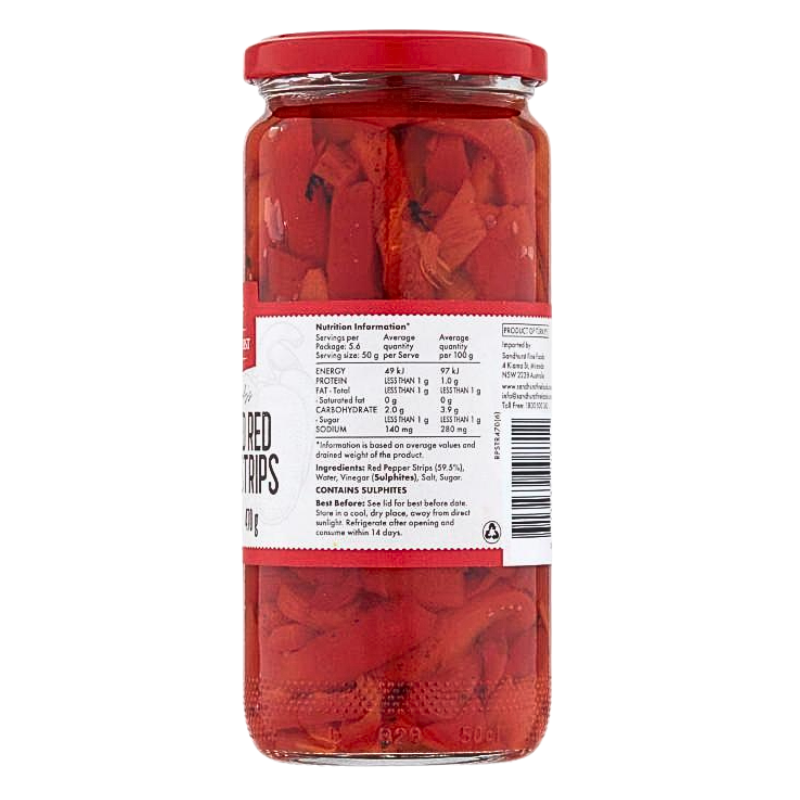 [Expiry Date: 31/07/2028] Sandhurst Roasted Red Pepper Strips 470g