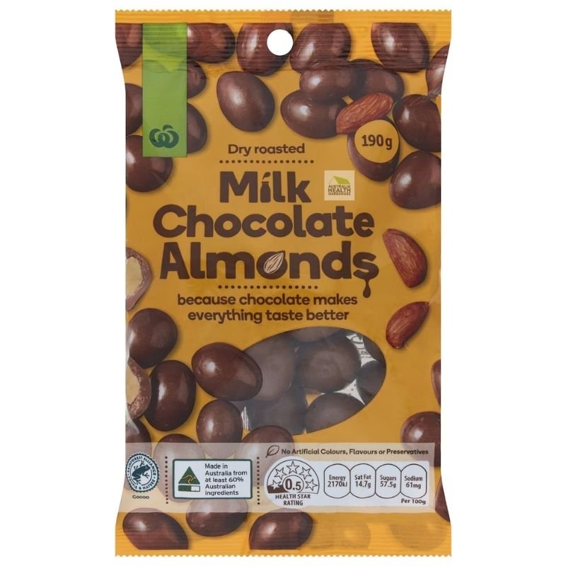 [Expiry: 27/01/2027] Woolworths Milk Chocolate Almonds 190g