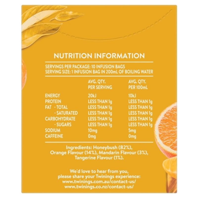 [Expiry: 10/09/2028] Twinings Honeybush Orange Mandarin Tea Bags 10 pack