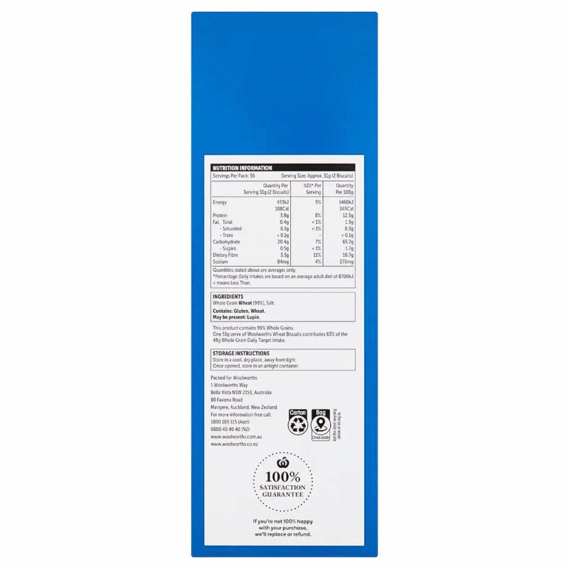 [Expiry Date: 08/09/2026]  Woolworths Wheat Biscuits 1.12kg