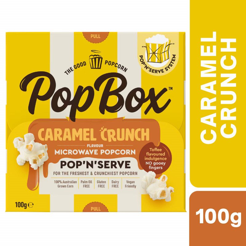 [Expiry Date: 09/02/2027] Pop Box Caramel Crunch Flavour Microwave Popcorn 100g