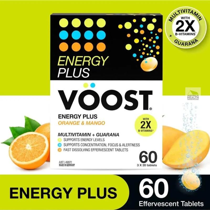 [Expiry: 07/2027] Voost Energy Plus Orange & Mango Effervescent 60 Tablets