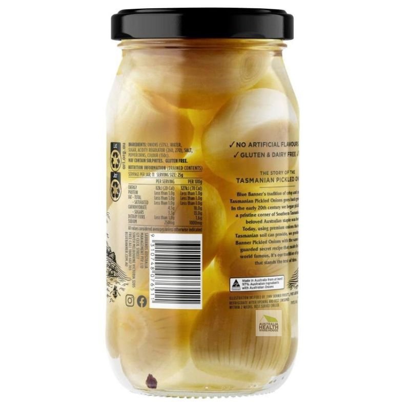 [Expiry: 27/11/2026] Blue Banner Pickled Onions 525g