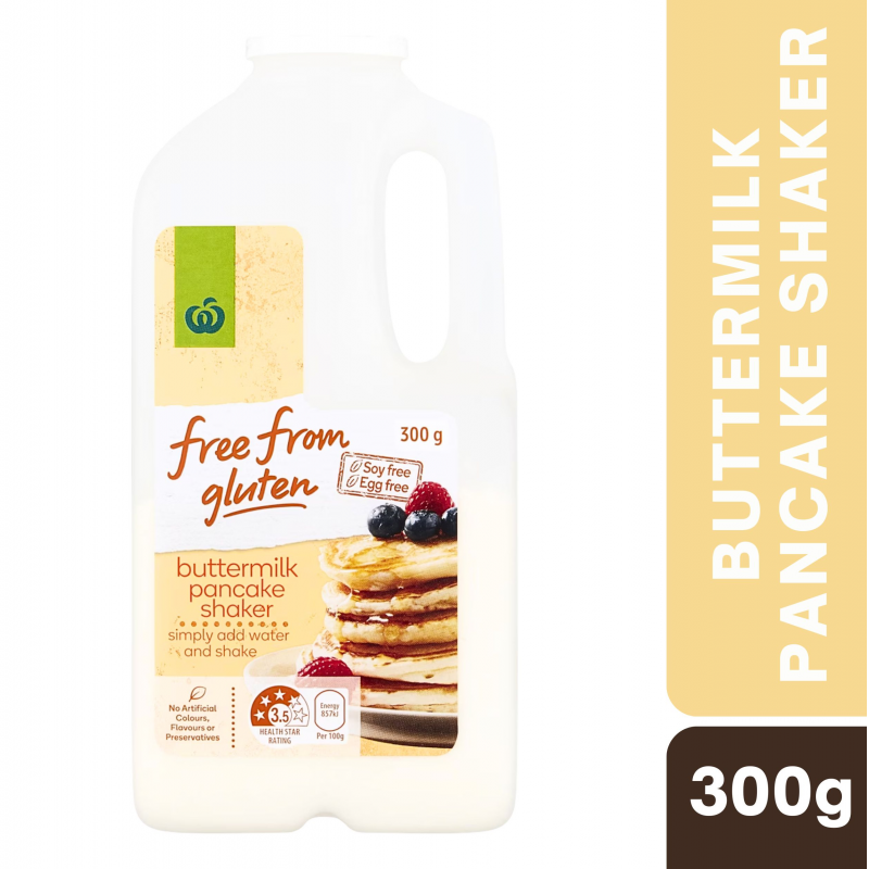 [Expiry Date: 27/01/2027] Woolworths Free From Gluten Buttermilk Pancake Shaker 350g