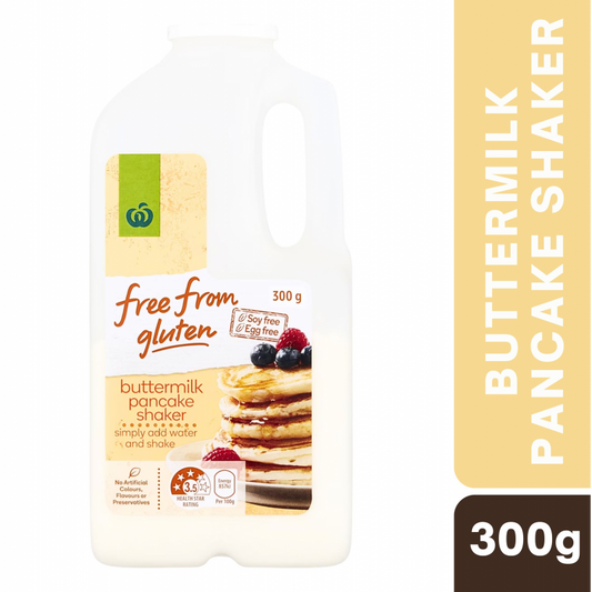 [Expiry Date: 27/01/2027] Woolworths Free From Gluten Buttermilk Pancake Shaker 350g