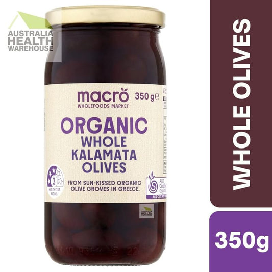 [Expiry: 05/2027] Woolworths Macro Organic Whole Kalamata Olives 350g