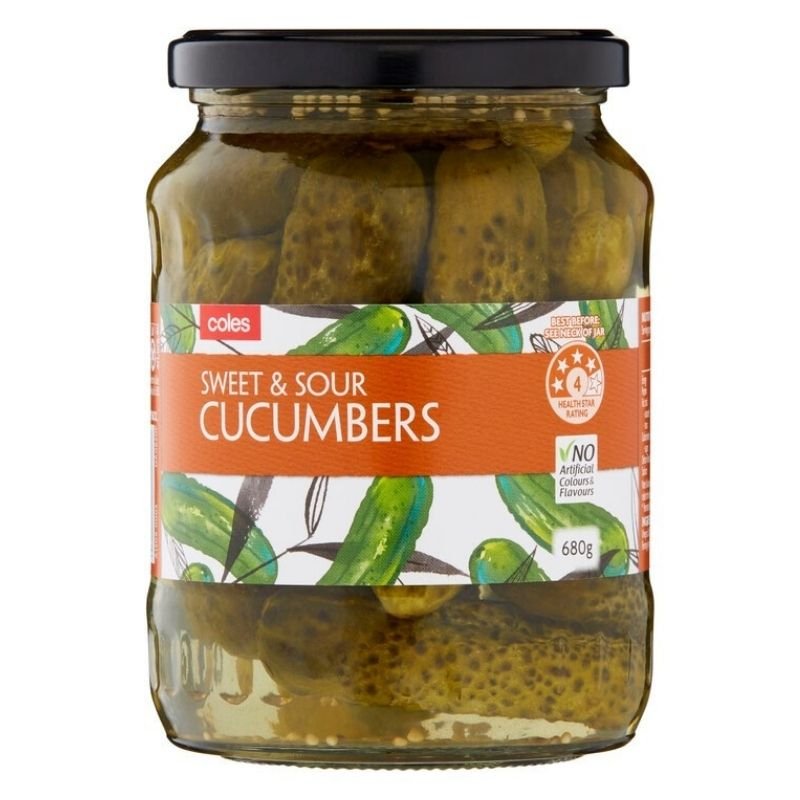 [Expiry Date: 14/07/2027] Coles Sweet & Sour Cucumbers 680g