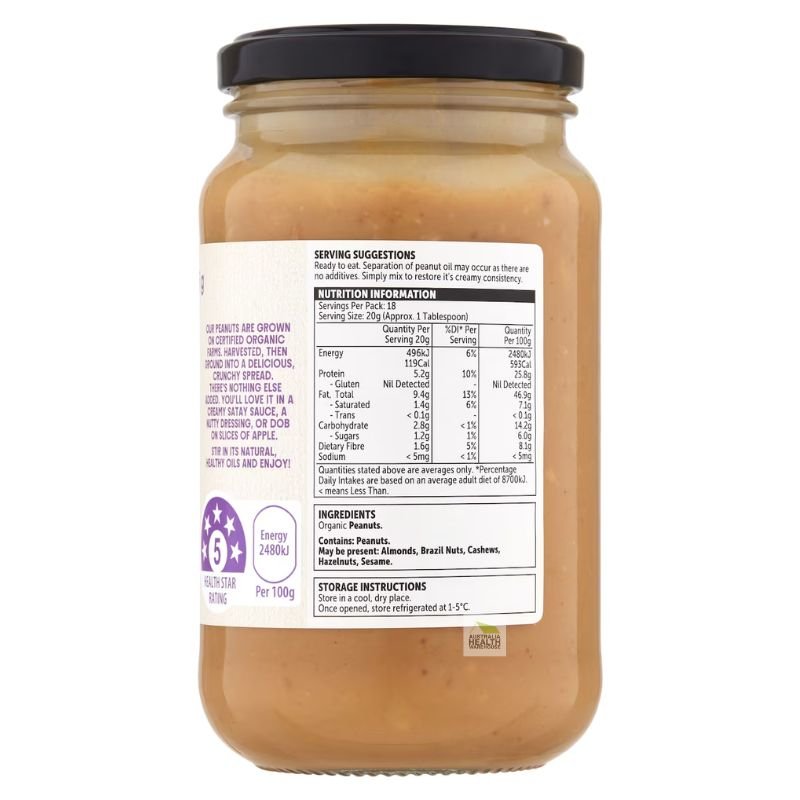 [Expiry: 04/09/2026] Woolworths Macro Organic Crunchy Peanut Butter 375g