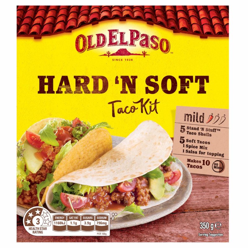 [Expiry Date: 08/03/2027] Old El Paso Hard 'N Soft Taco Kit Mexican Style 350g