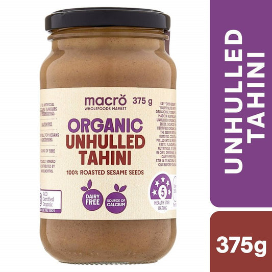 [Expiry: 03/2028] Woolworths Macro Organic Unhulled Tahini Spread 375g