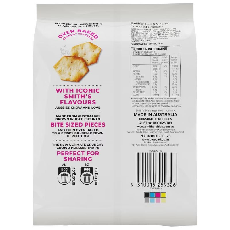 Smith's Crackers Salt & Vinegar Snack 160g