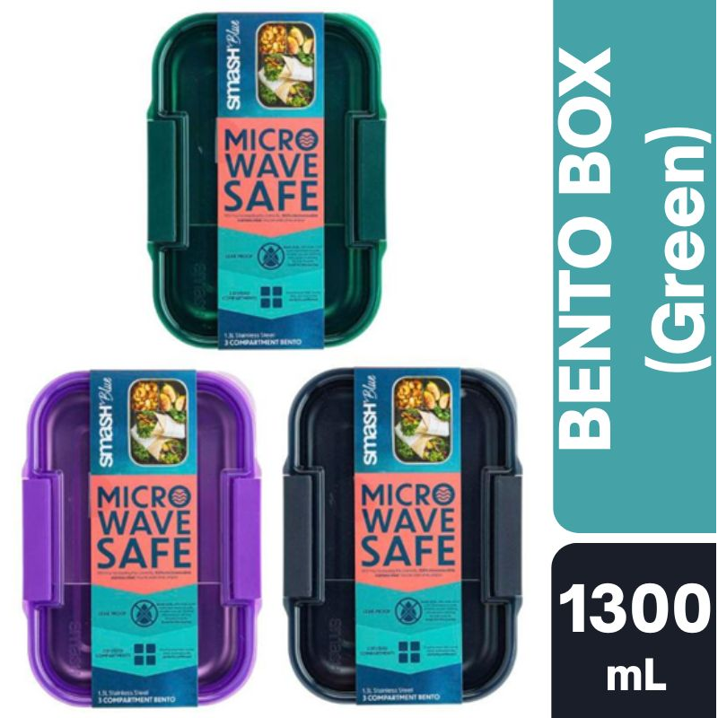 Smash Blue Stainless Steel Bento Box 1300mL (Green)