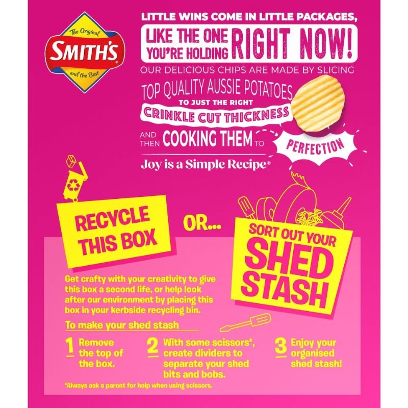 [Expiry: 01/03/2026] Smith's Salt & Vinegar Flavoured Crinkle Cut Potato Chips 8 x 19g Pack