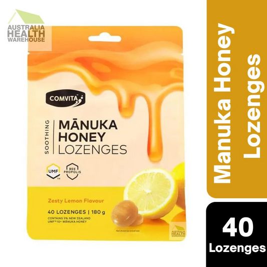 [Expiry: 05/2027] Comvita Manuka Honey Lozenges with Propolis Zesty Lemon Flavour 40 Lozenges