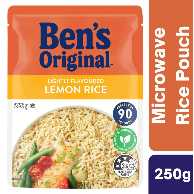 Ben's Original Lightly Flavoured Lemon Rice Microwave Rice Pouch 250g