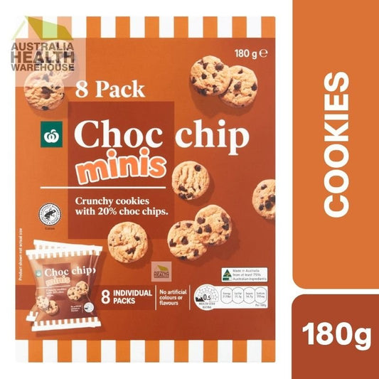 [CLEARANCE Expiry Date: 24/07/2026] Woolworths Choc Chip Cookies Minis 8 Pack