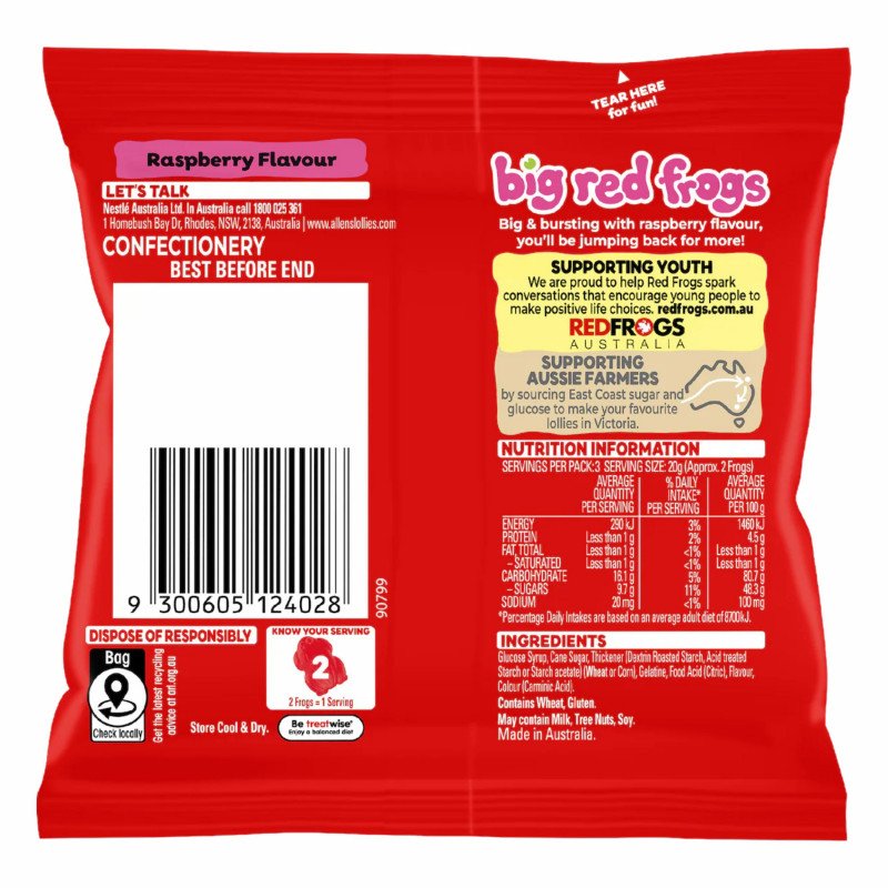 [Expiry: 02/2027] Allen's Big Red Frogs Lollies 64g