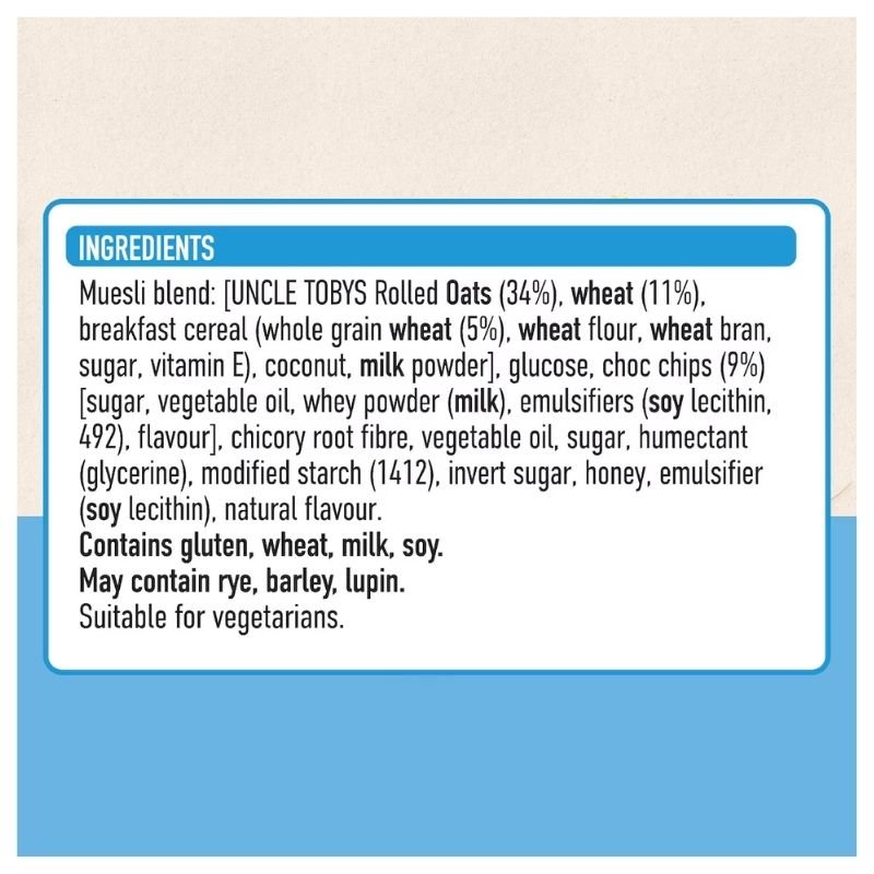 [Expiry Date: 11/01/2027] Uncle Tobys Muesli Bars Chewy White Choc Chip 6 Pack 185g