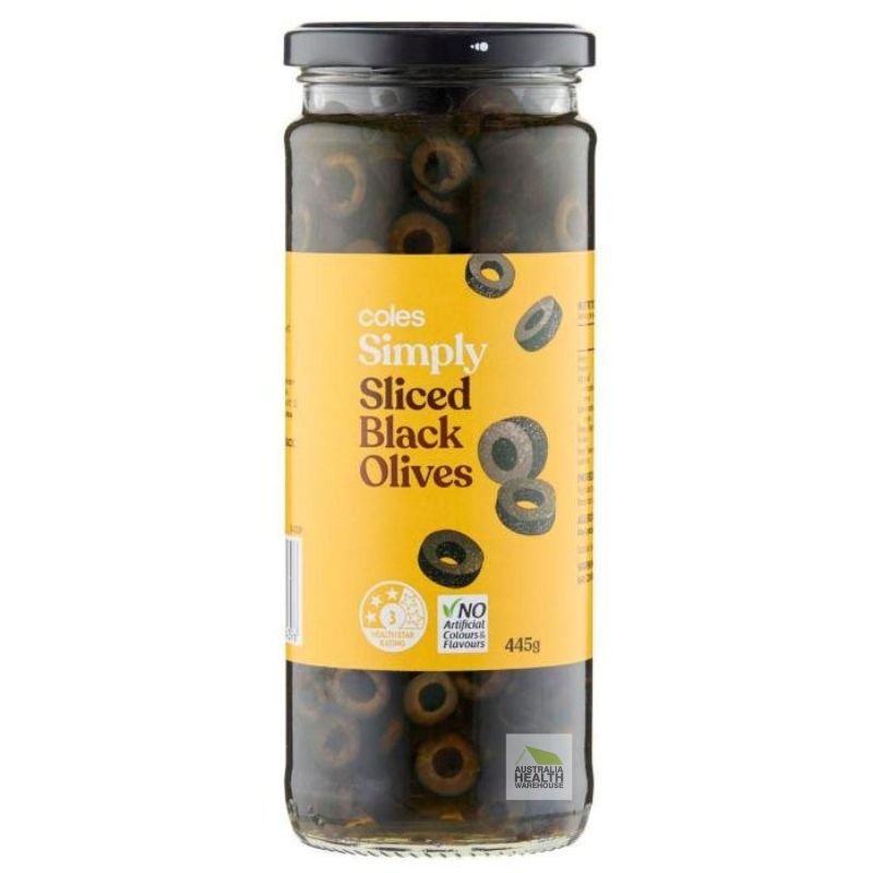 [Expiry: 21/07/2028] Coles Simply Sliced Black Olives 445g