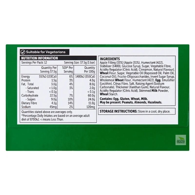 Woolworths Oven Baked Fruit Filled Bars Apple Flavoured 12 Pack