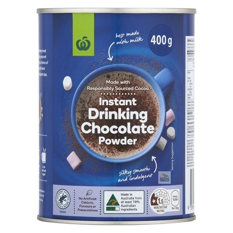 [CLEARANCE Expiry Date: 31/07/2026] Woolworths Instant Chocolate Powdered Drink 400g